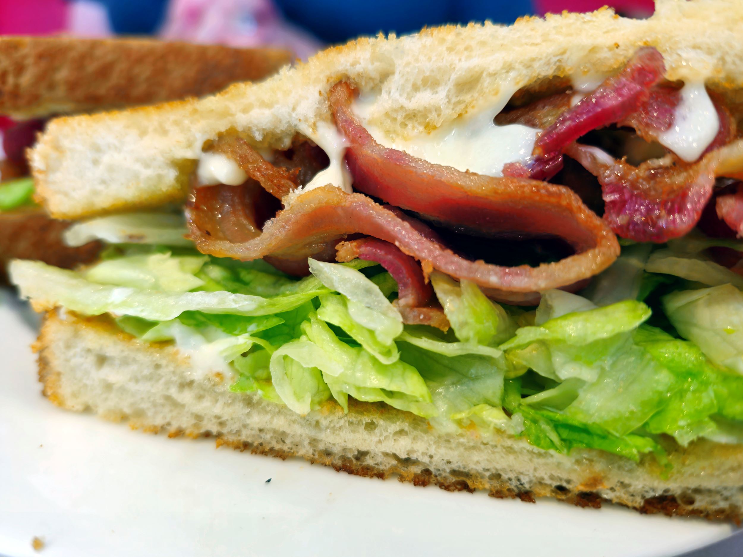 bacon, lettuce, and mayo between two layers of sliced bread at Hot Rodz Diner
