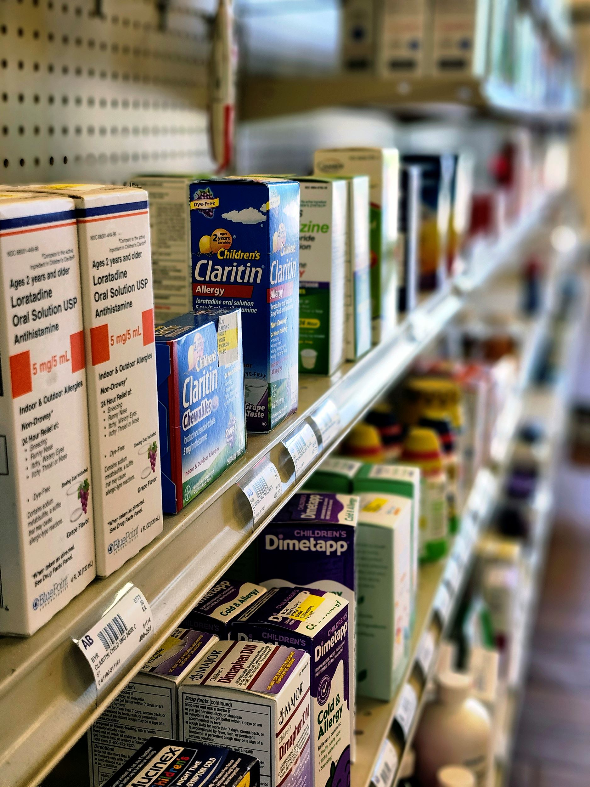 Close up view of boxes of cold medication