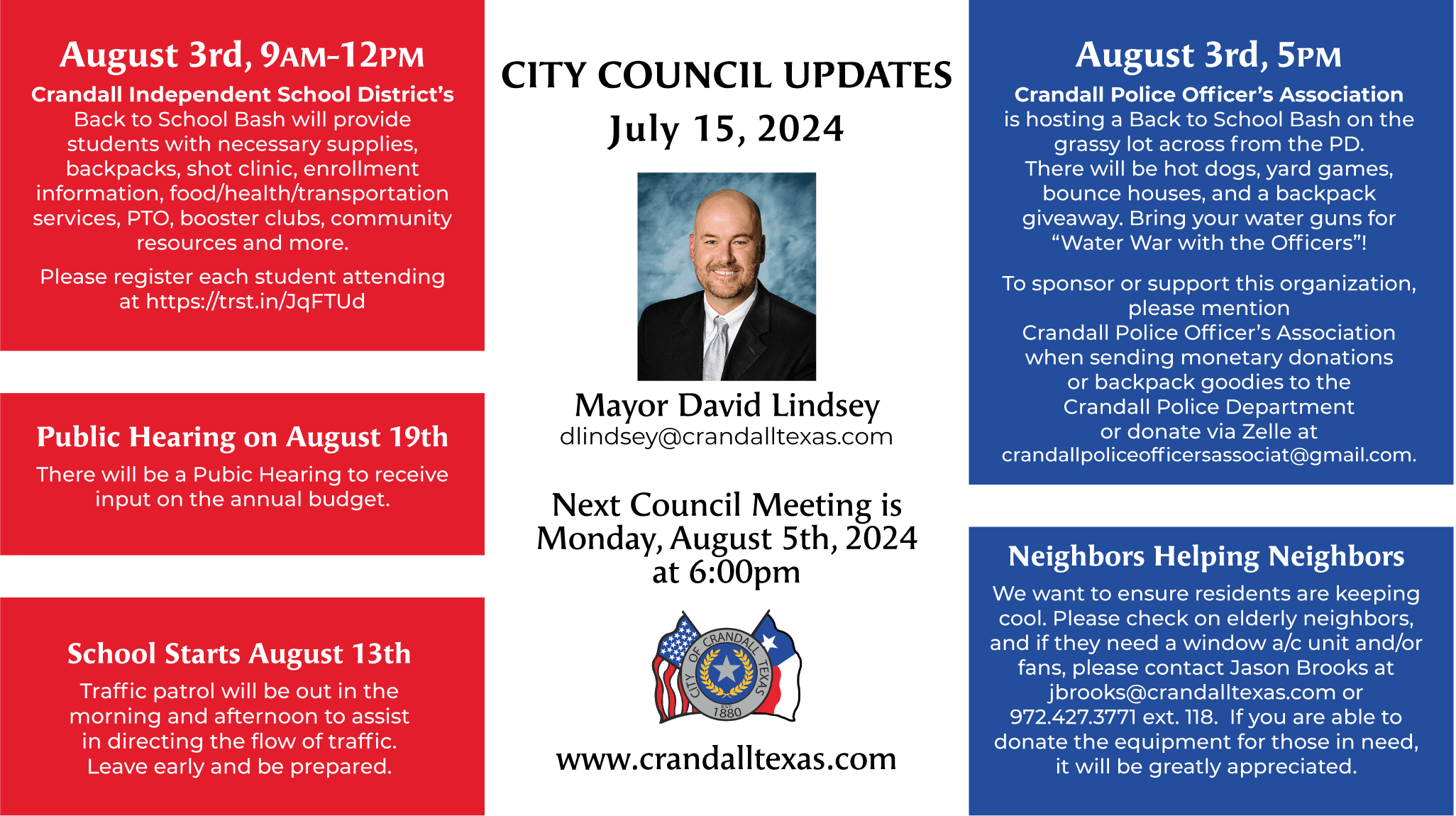 An overview of what was discussed at the July 15th city council meeting