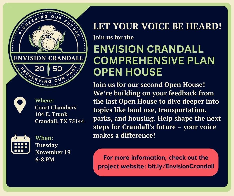 Crandall Comprehensive Plan Open House for Nov 19th from 6-8pm