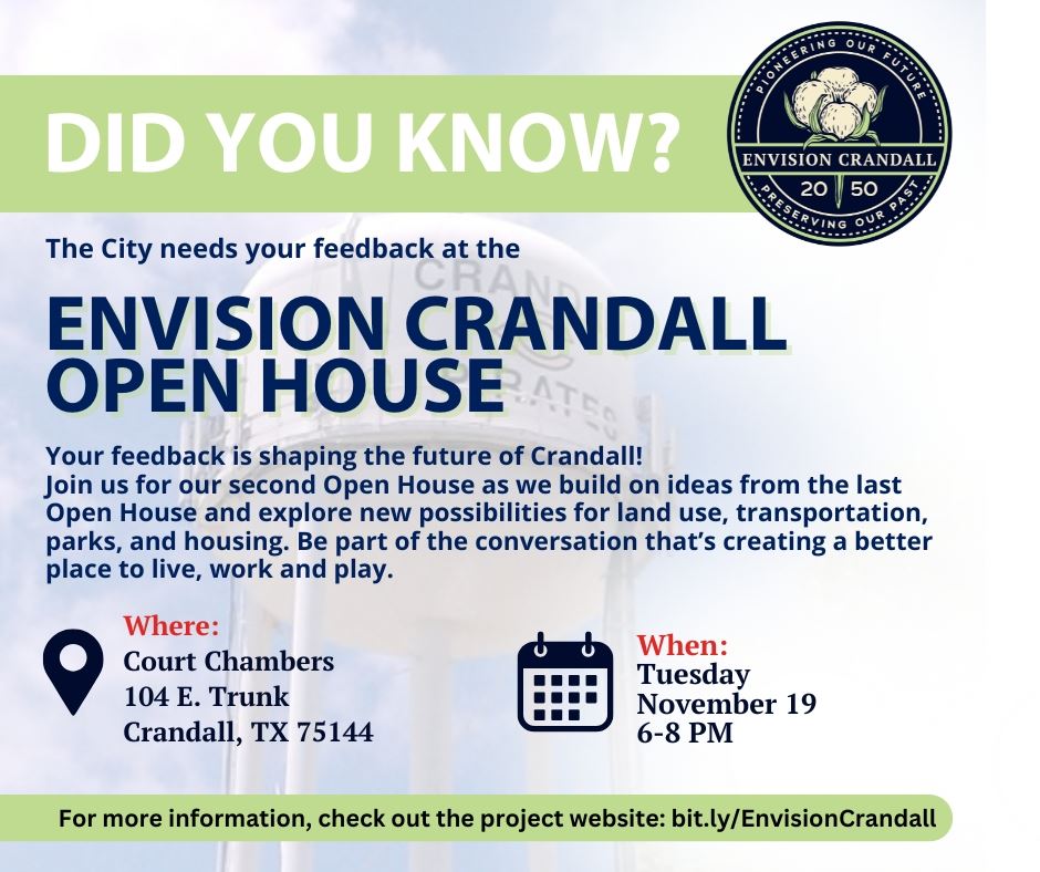 Crandall Open House Nov 19th at 6-8pm